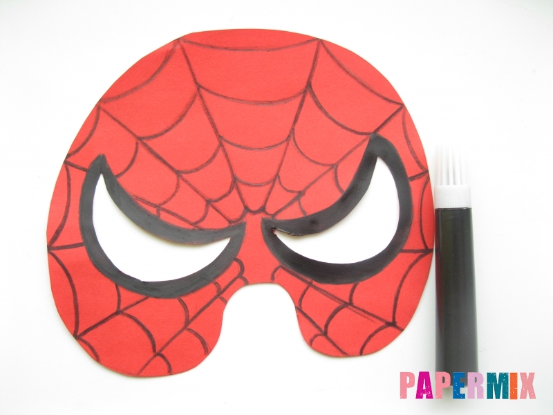 生地からスパイダーマンマスクを色付けする方法 スパイダーマンの作り方 写真とステップバイステップmk